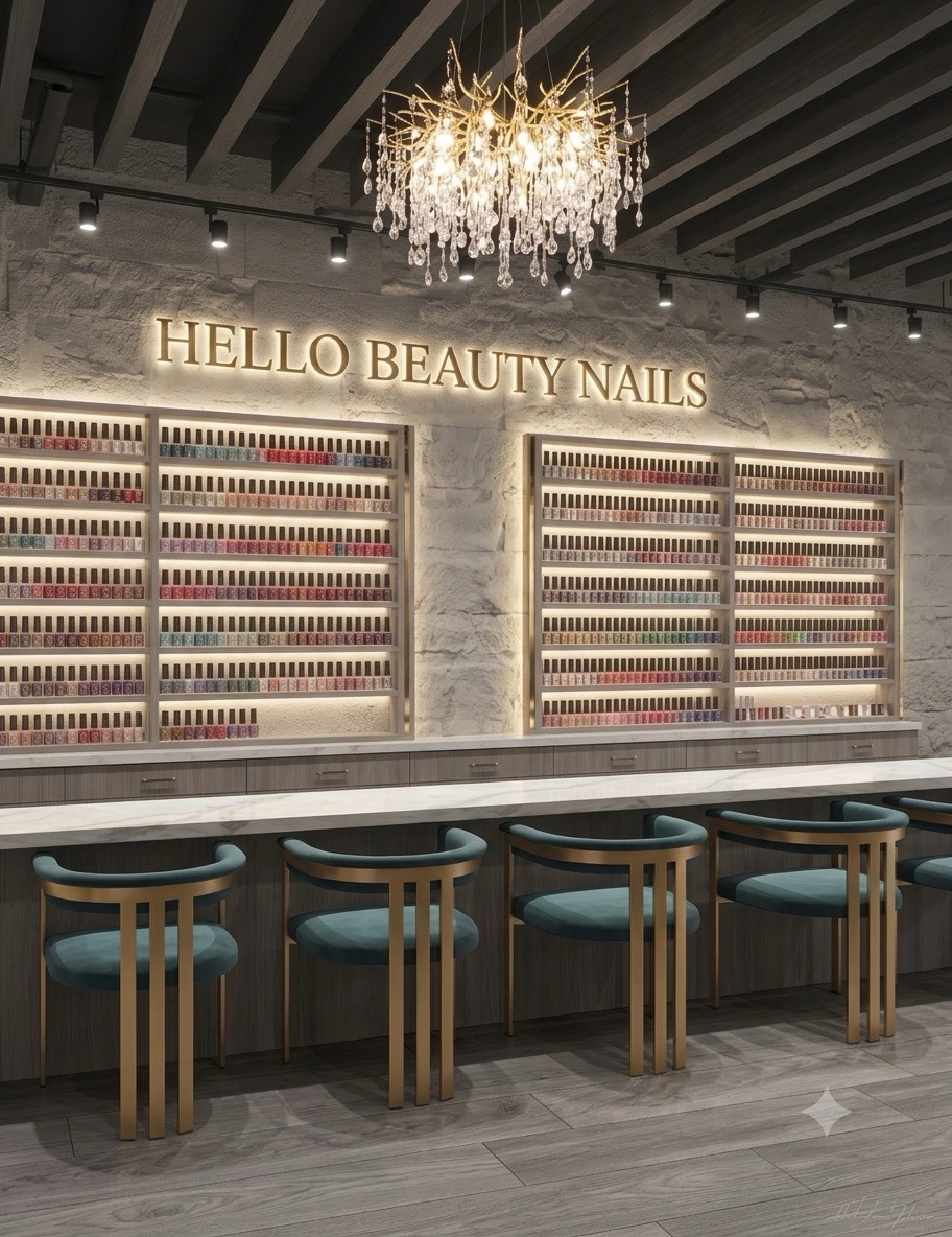 Artist's Impression: Detailed view of our flagship manicure stations at 214 High Street